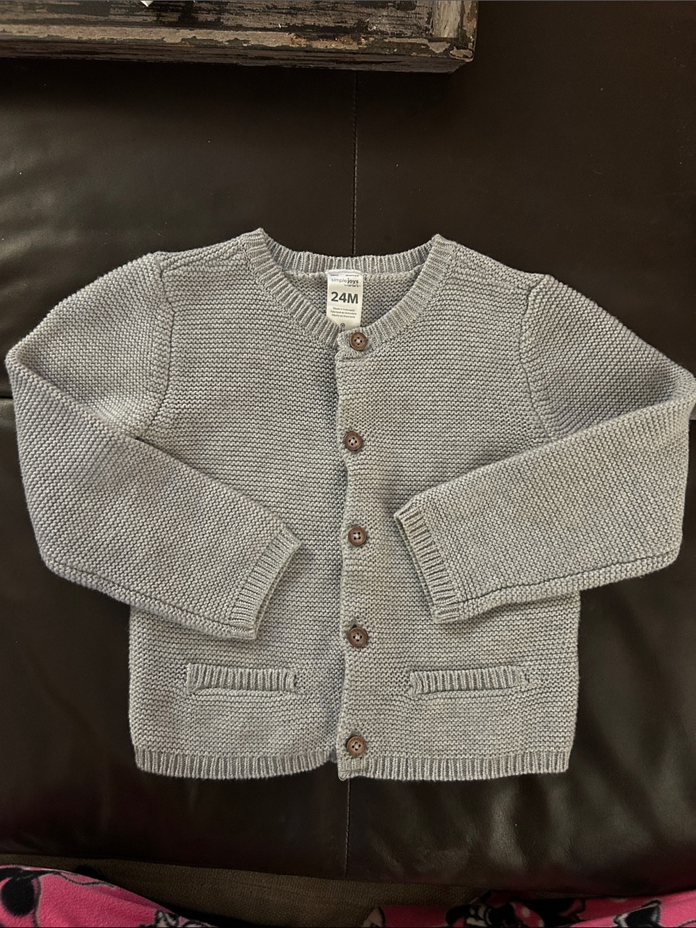 Carter's Light Gray Knit Button Cardigan size 24 months